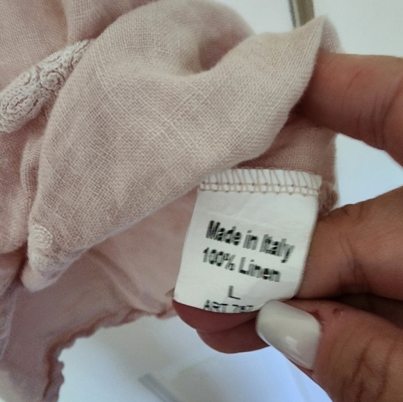 Terzo Millenio Linen Blush Floral Embroidered Top Size L romantic Beach - Picture 3 of 9